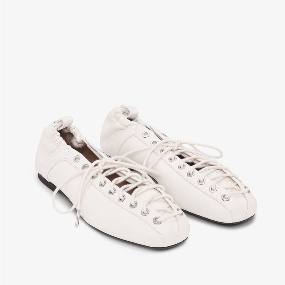 Ganni Lace-Up Ballerina Flats